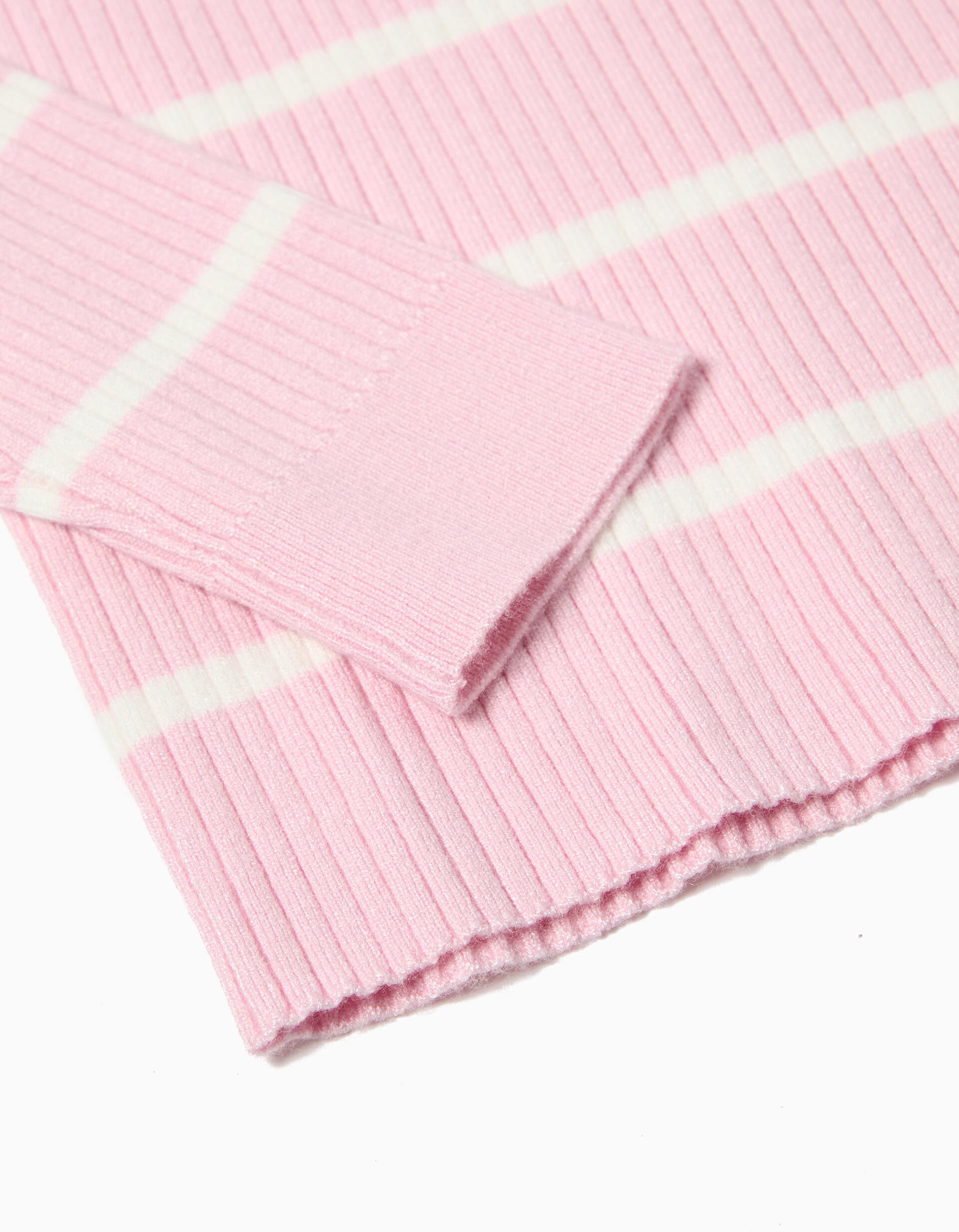 Comprar Online Camisola de Malha com Riscas, Menina, Rosa Claro