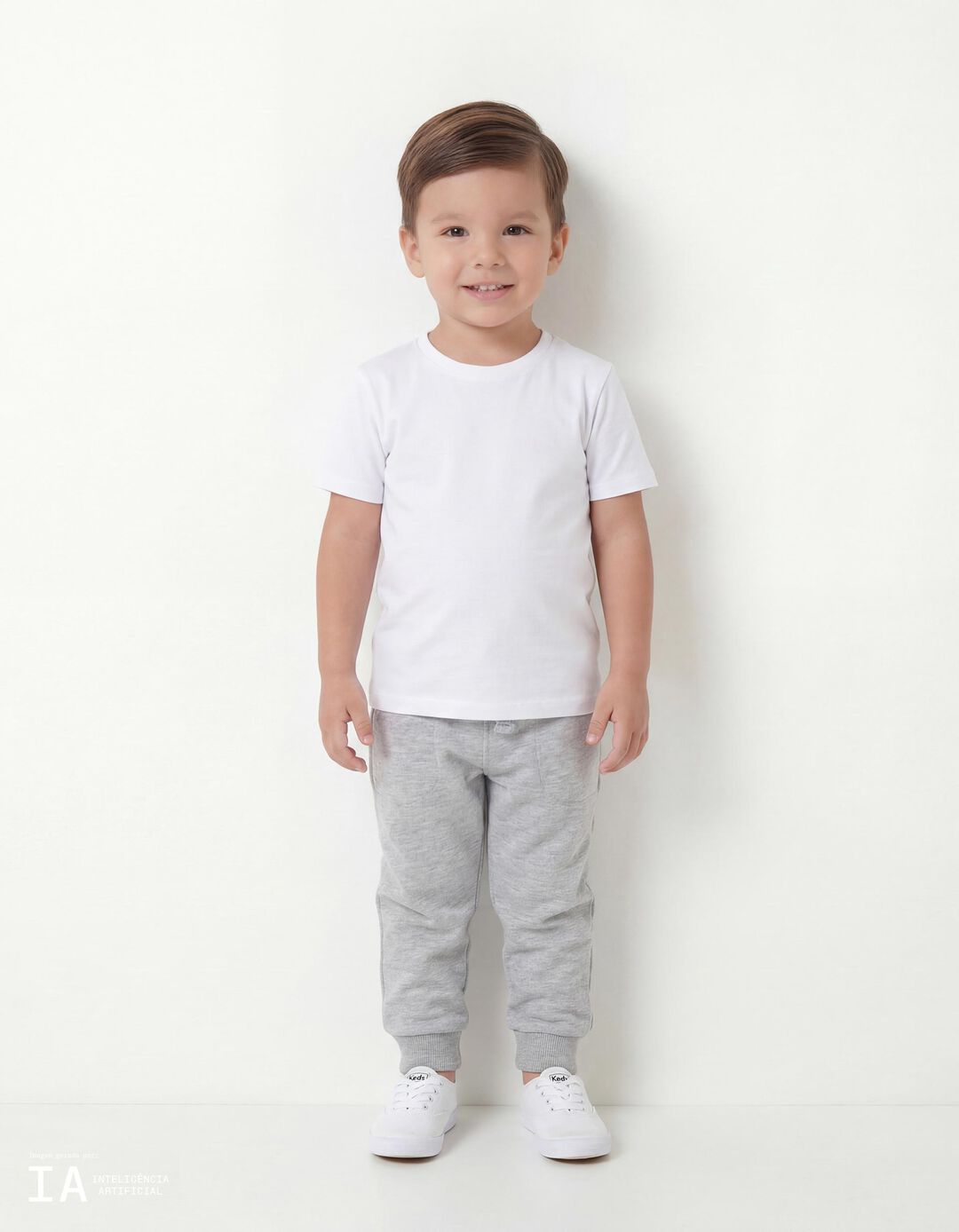 Cal&ccedil;as de Felpa, Menino, Cinzento Claro