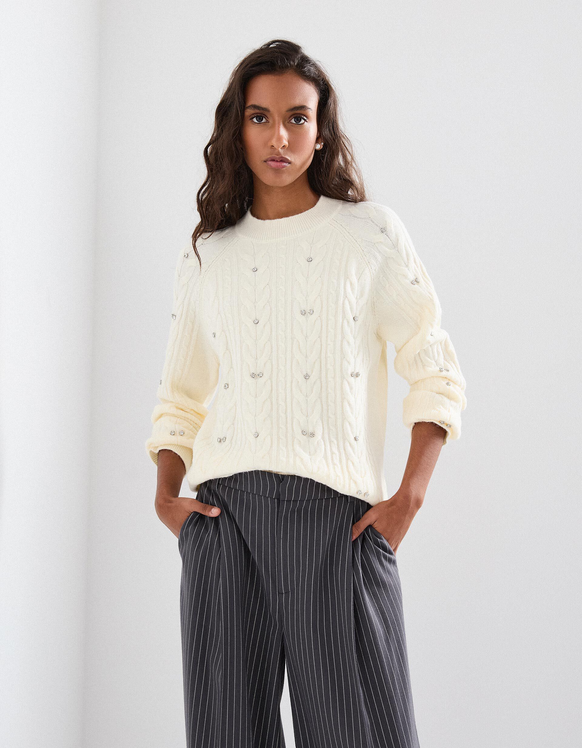 Comprar Online Camisola de Malha, Mulher, Bege Claro