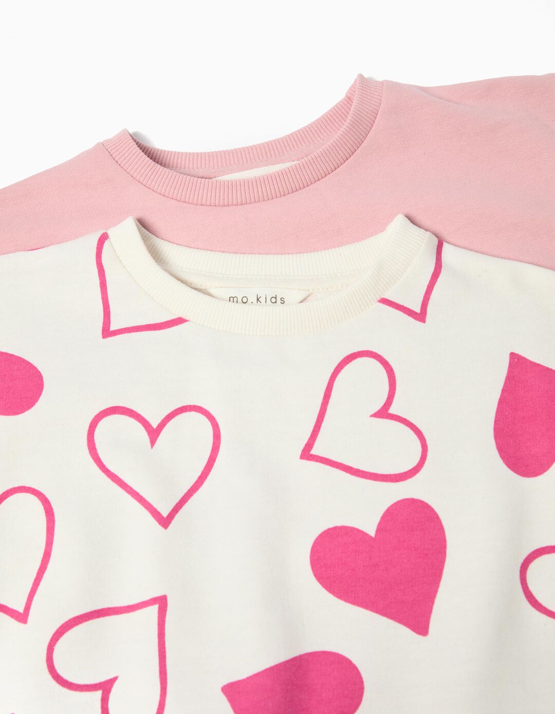 Pack 2 Sweatshirts de Felpa, Menina, Rosa Claro