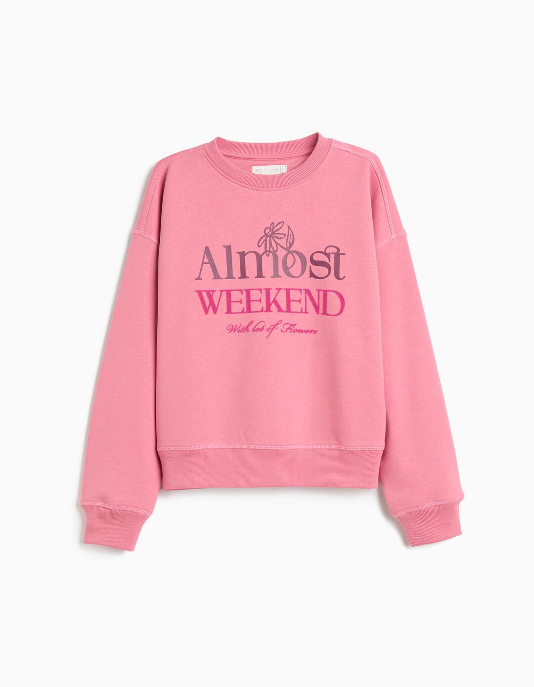 Sweatshirt Estampada, Menina, Rosa