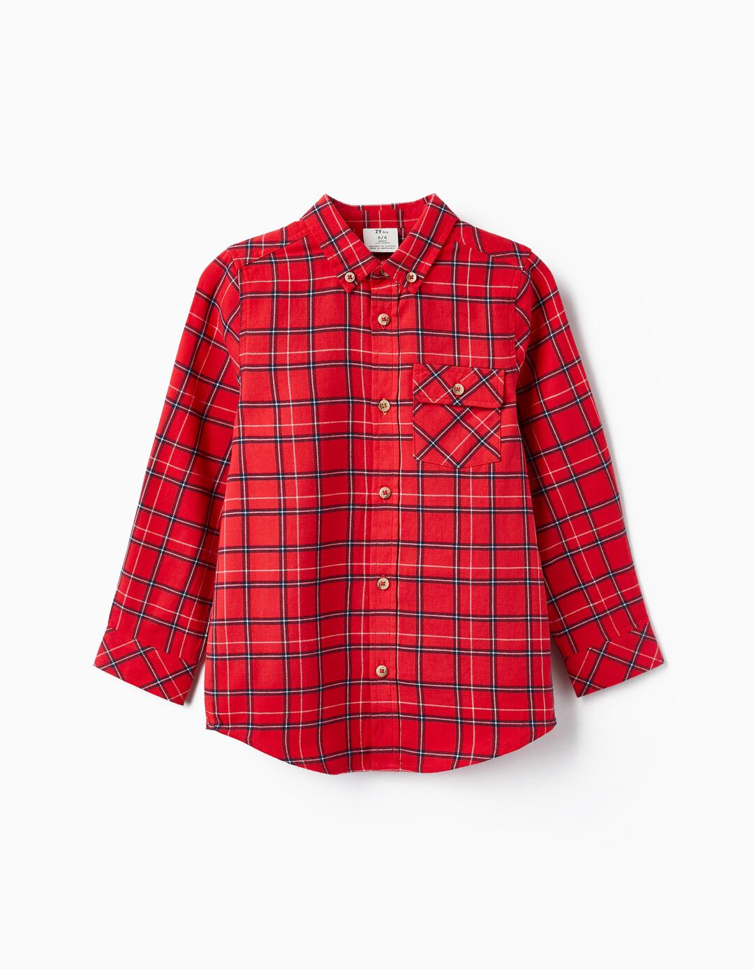 Camisa de Cuadros de Algodón para Niño, Rojo