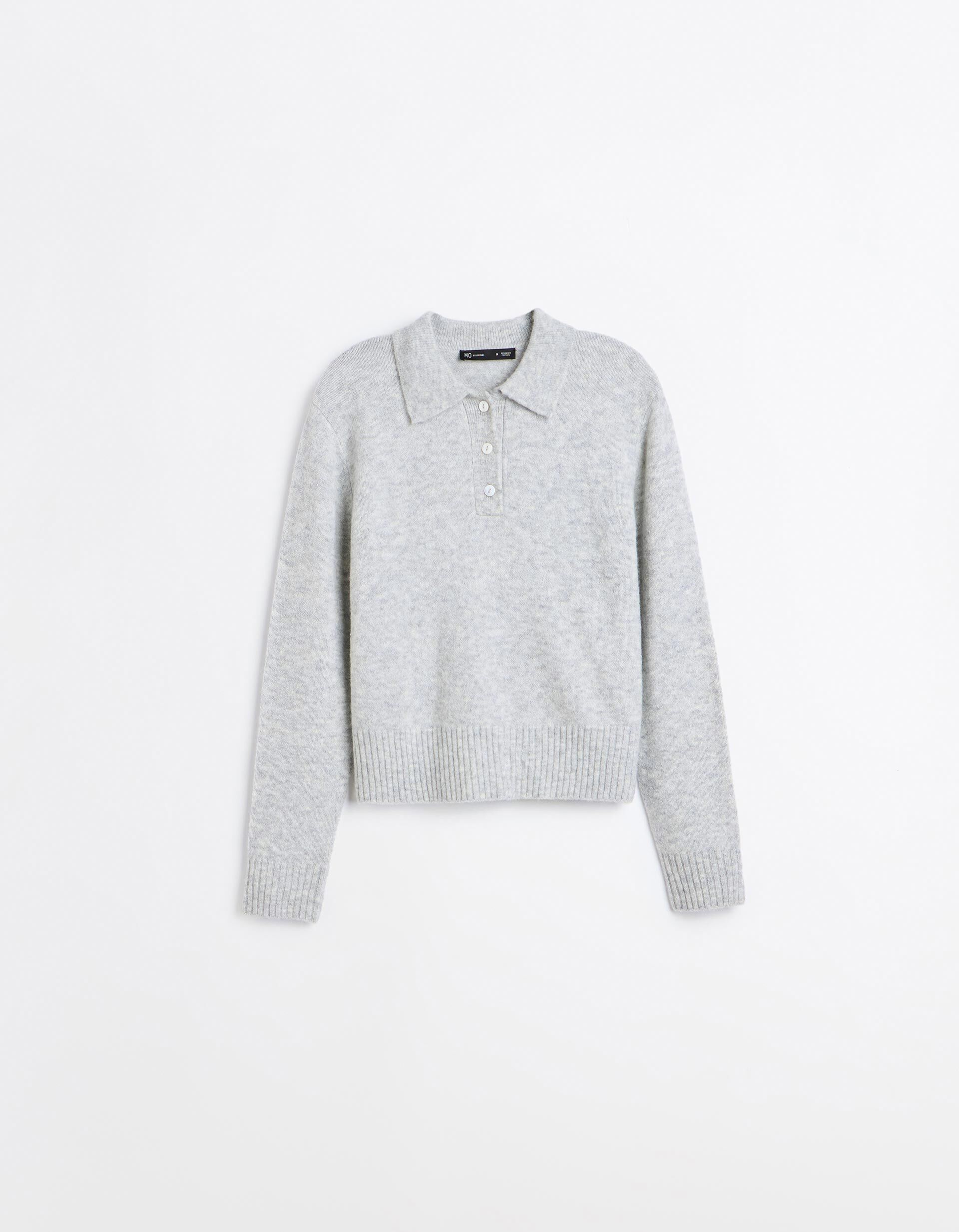 Comprar Online Polo Em Mistura De L&atilde; E Alpaca, Mulher, Cinzento Claro