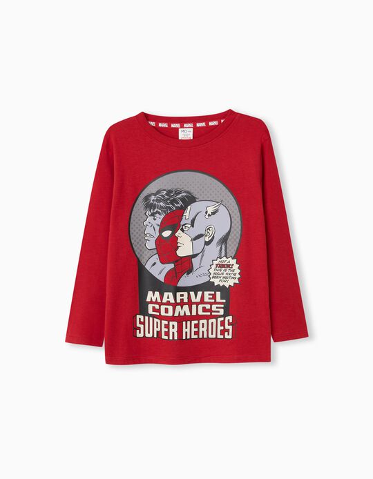 T-shirt de Manga Comprida 'Marvel', Menino, Vermelho Escuro