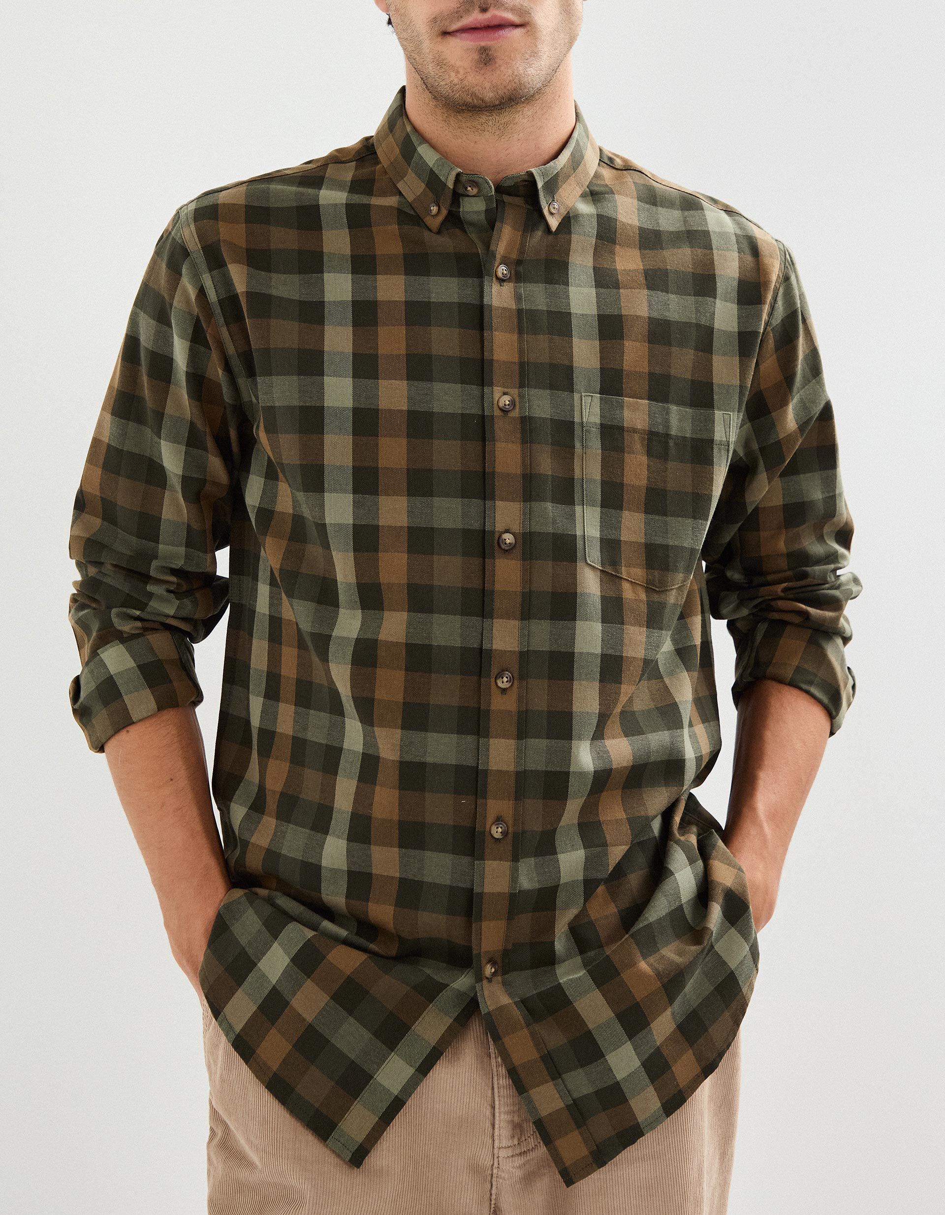 Comprar Online Camisa de Xadrez, Homem, Verde Escuro