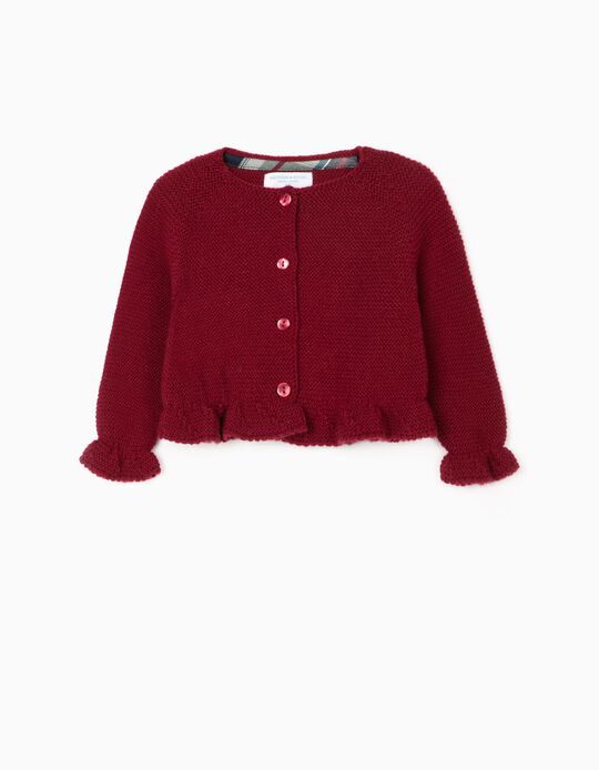 Knit Cardigan for Newborn Baby Girls 'B & S', Red