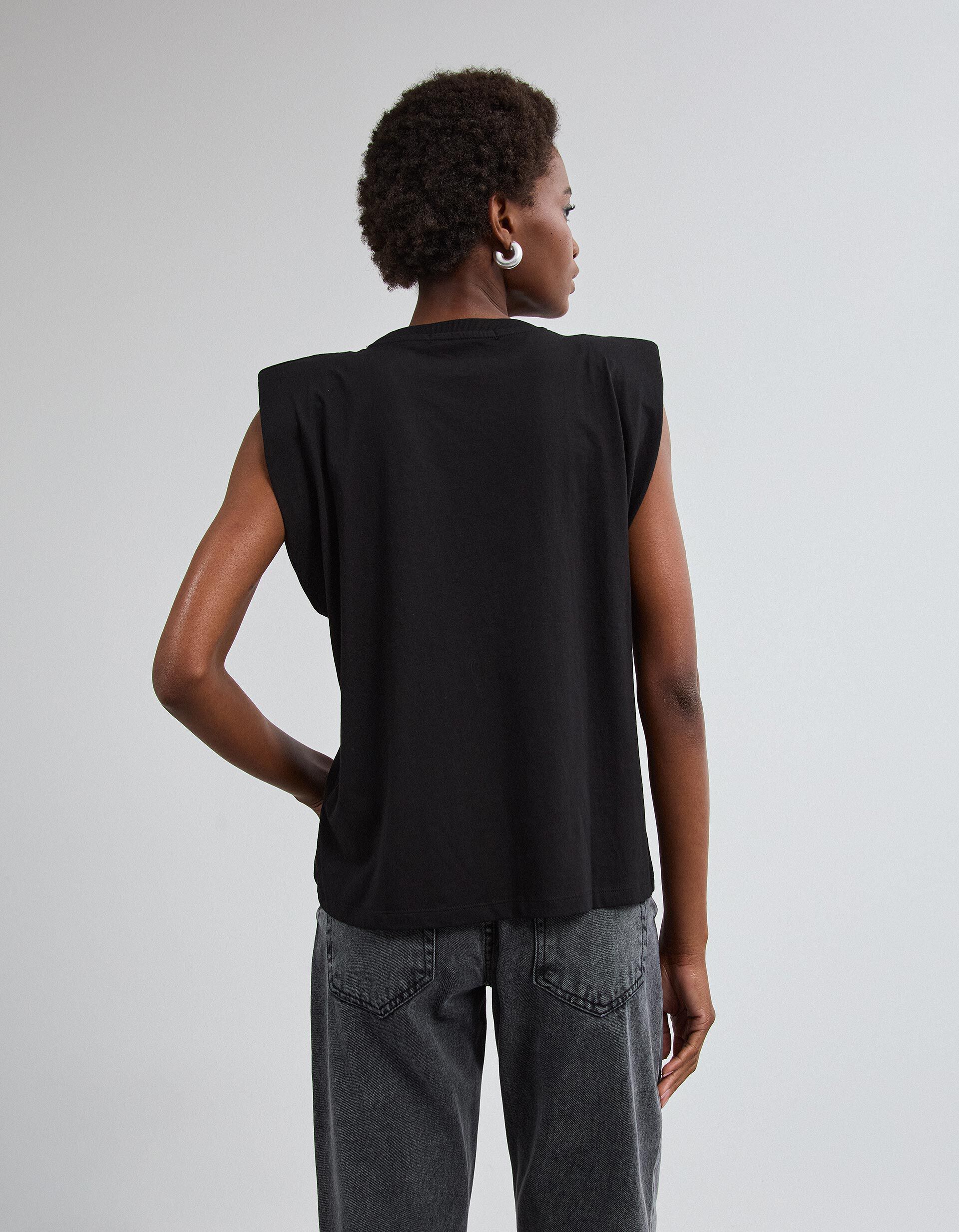 Comprar Online T-shirt Ombreiras Com Brilhos, Mulher, Preto 