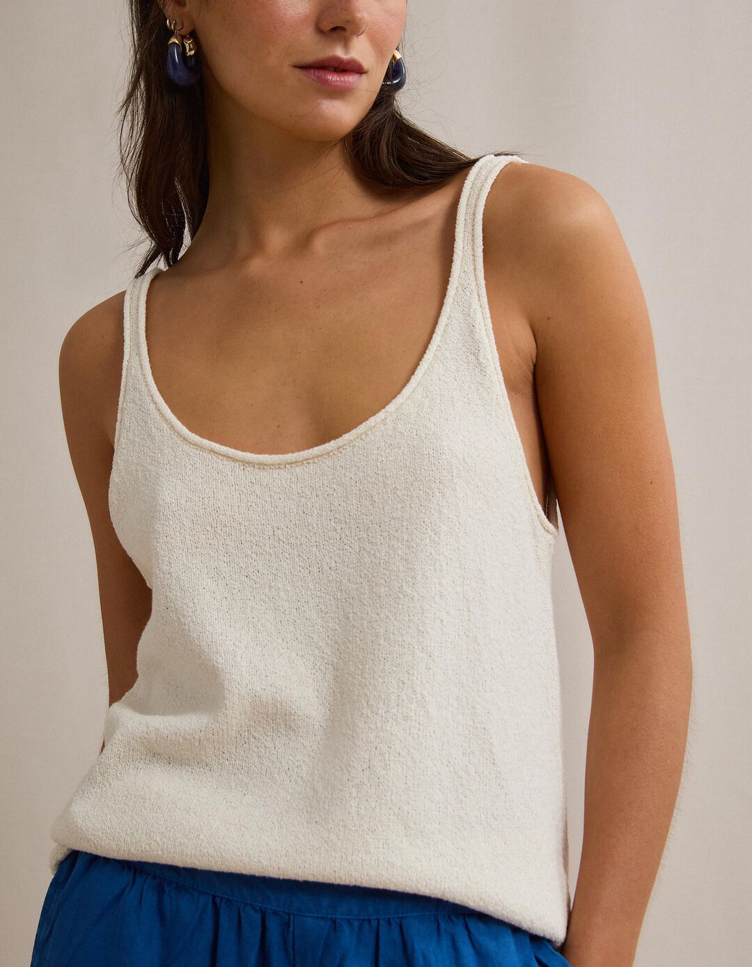 Tank Top Canelado, Bege Claro