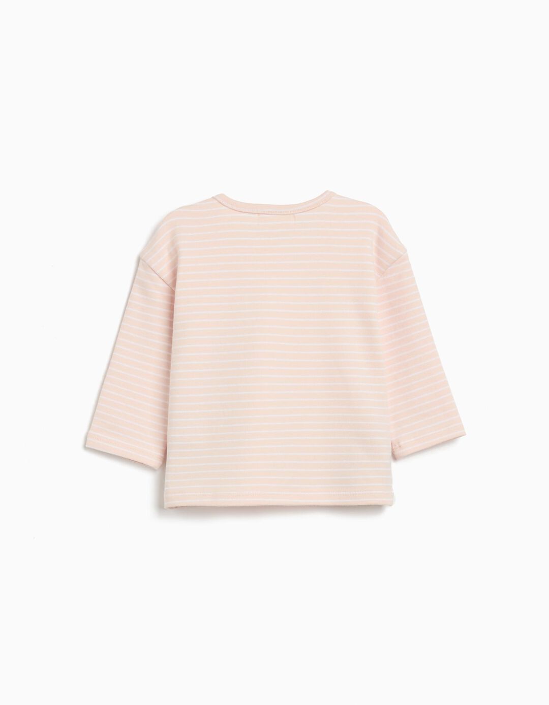 T-shirt de Manga Comprida com Riscas, Recém-nascido, Rosa Claro