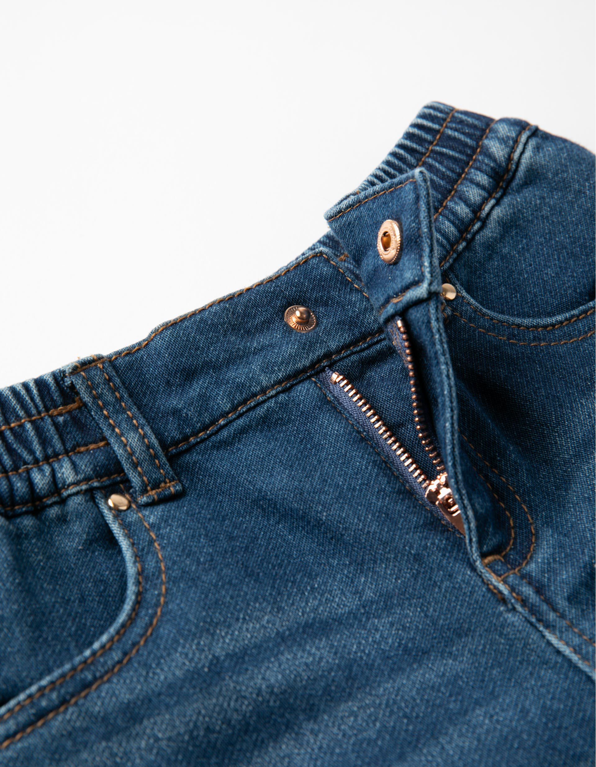 Calças de Ganga Cardadas para Menina 'Slim Fit', Azul Escuro | MO Online