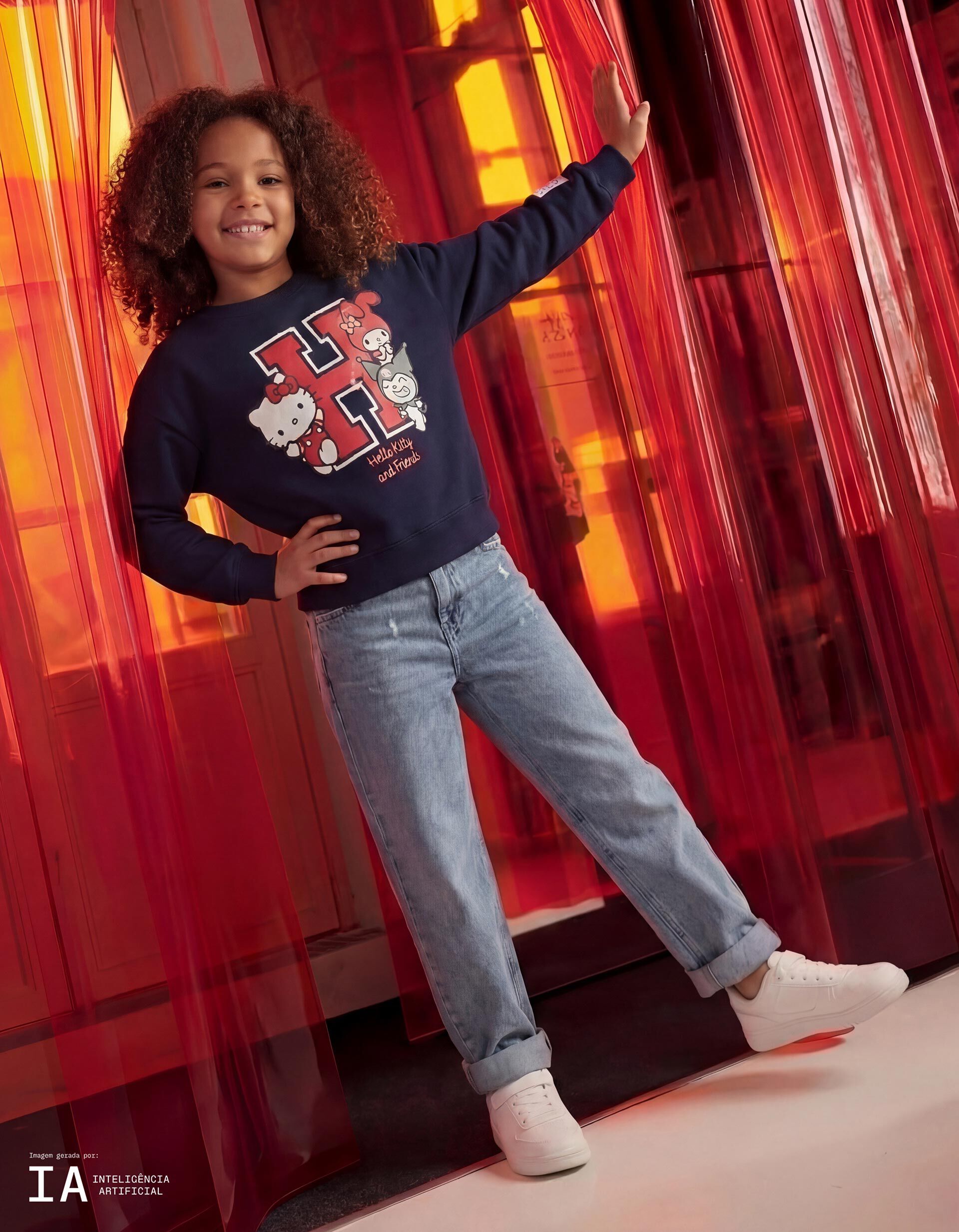 Comprar Online Sweatshirt 'Hello Kitty', Menina, Azul Escuro