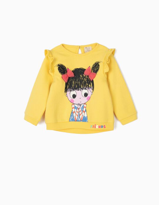 Sweatshirt para Beb&eacute; Menina 'Friends', Amarelo