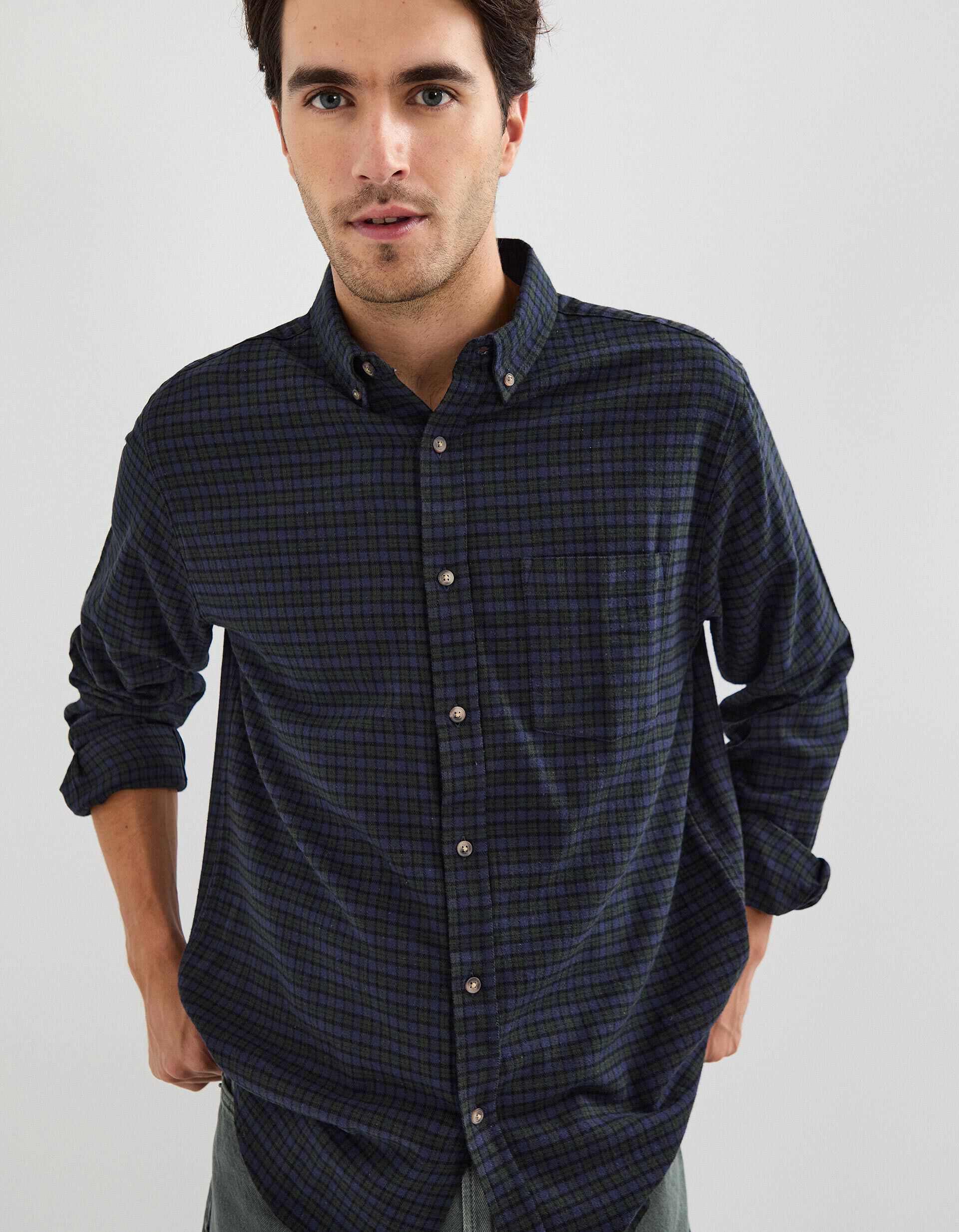 Comprar Online Camisa de Xadrez, Homem, Azul Escuro
