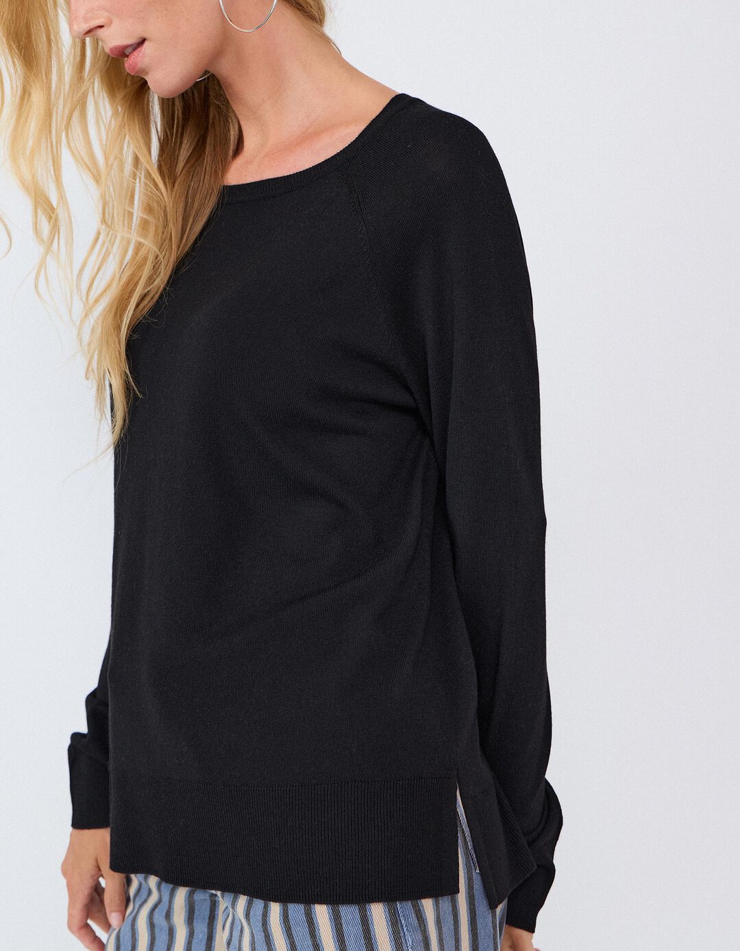 Sweater De Manga Comprida, Mulher, Preto