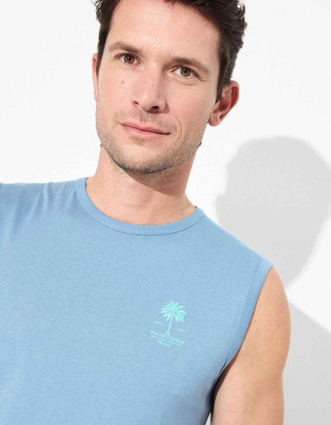 T-shirt sem mangas, Homem, Azul