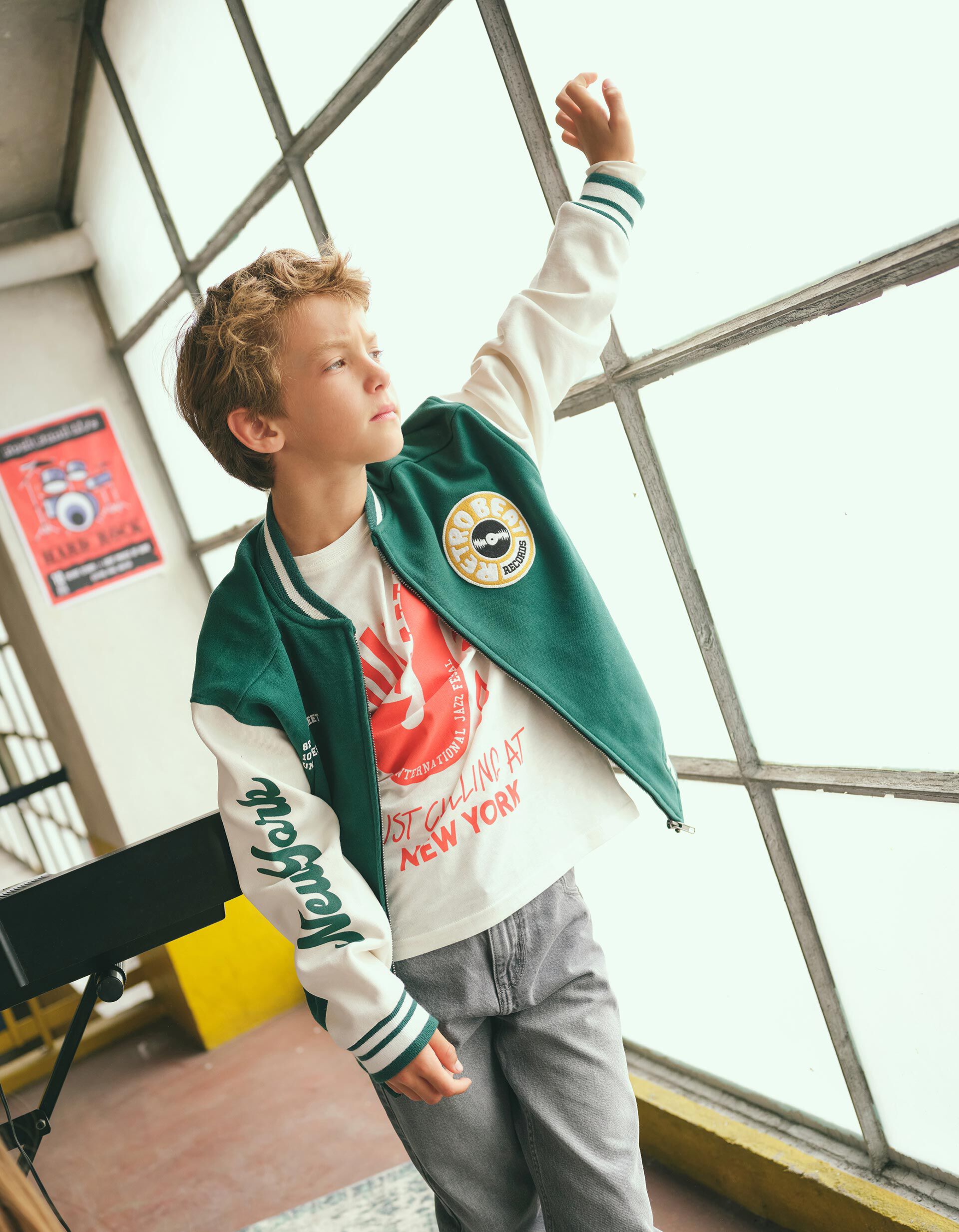 Casaco Bomber, Menino, Verde