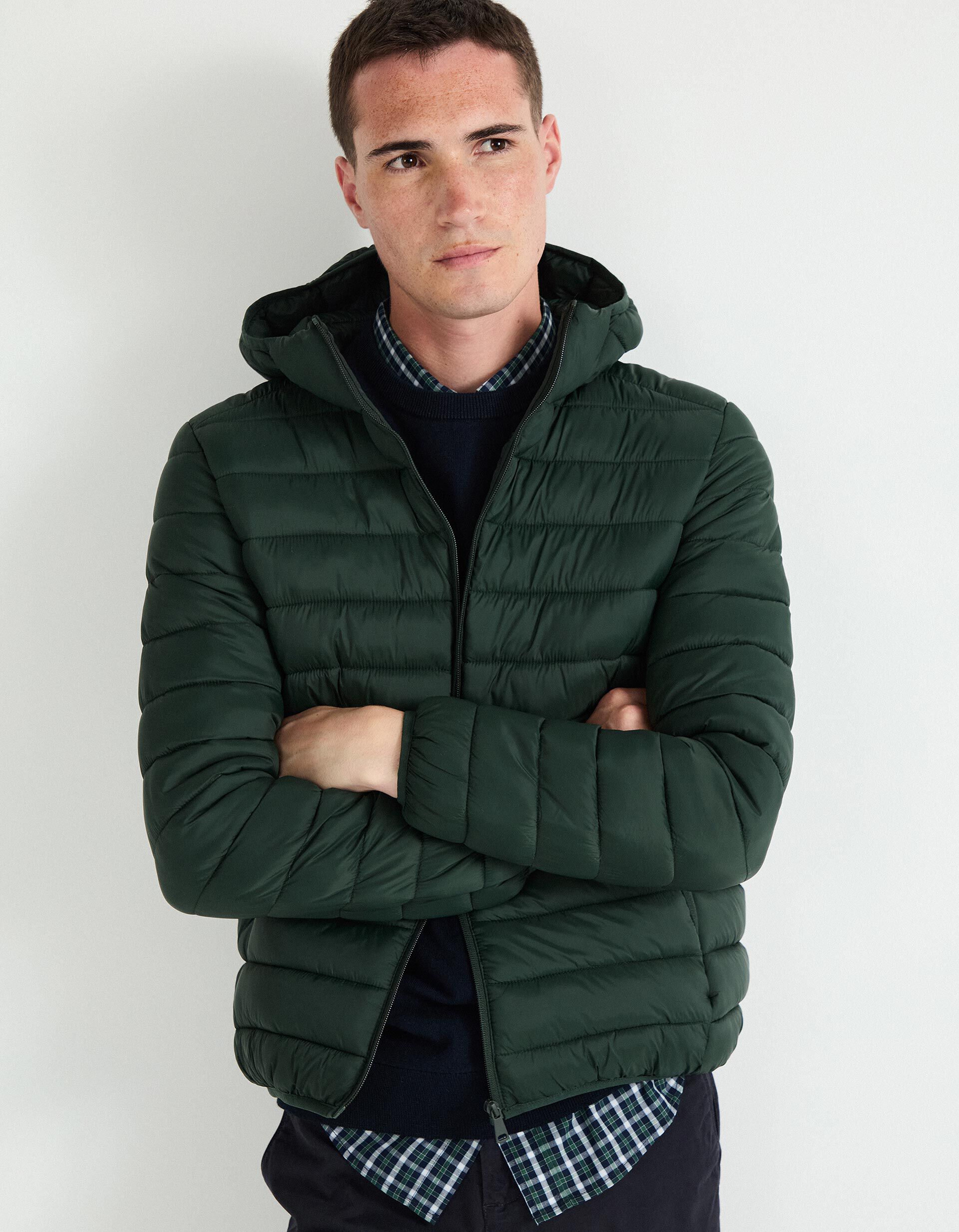 Comprar Online Casaco Acolchoado com Capuz, Homem, Verde Escuro