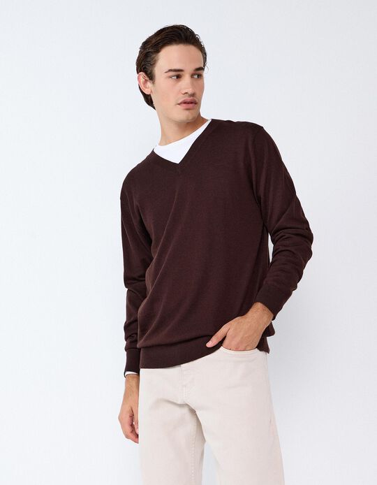 Comprar Online Camisola De L&atilde; Merino, Homem, Castanho Escuro