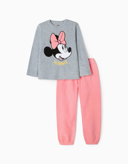 Polar Fleece Pyjamas for Girls 'Minnie', Grey/Pink