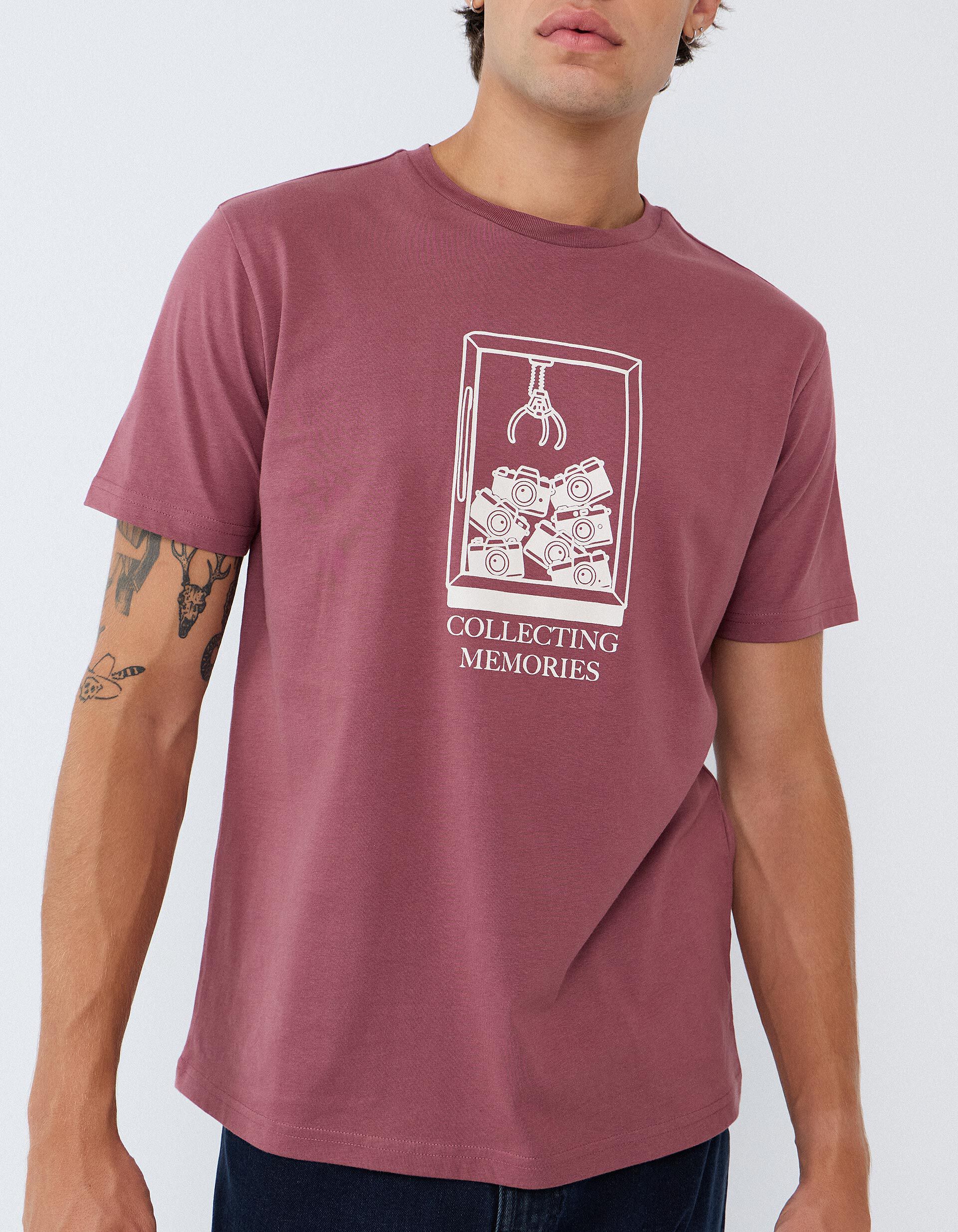 Comprar Online T-shirt Jersey Estampada, Homem, Rosa Escuro