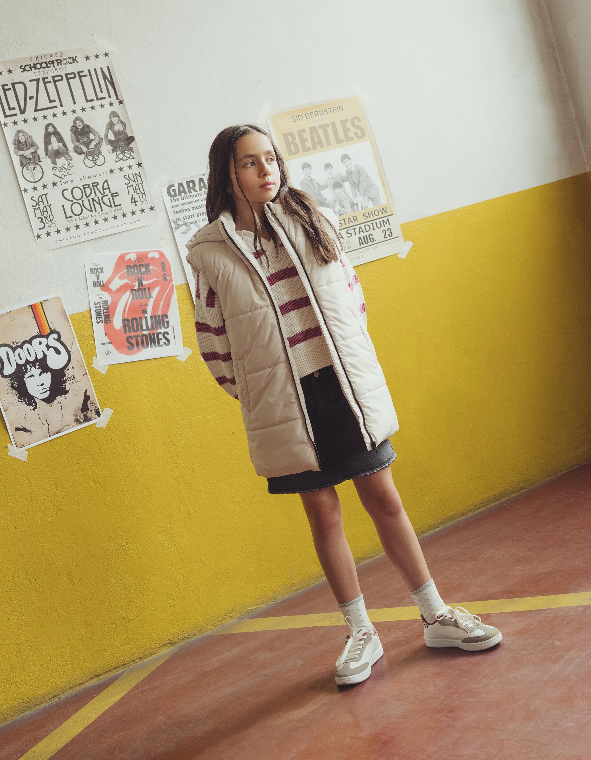 Comprar Online Colete Acolchoado Capuz, Menina, Bege Claro