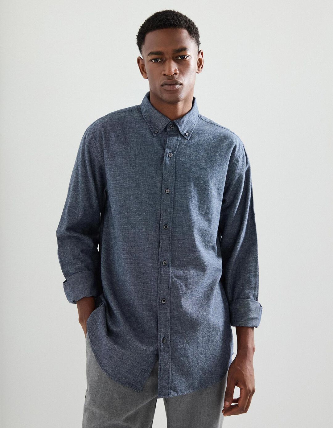 Camisa Flanela, Homem, Azul Escuro 