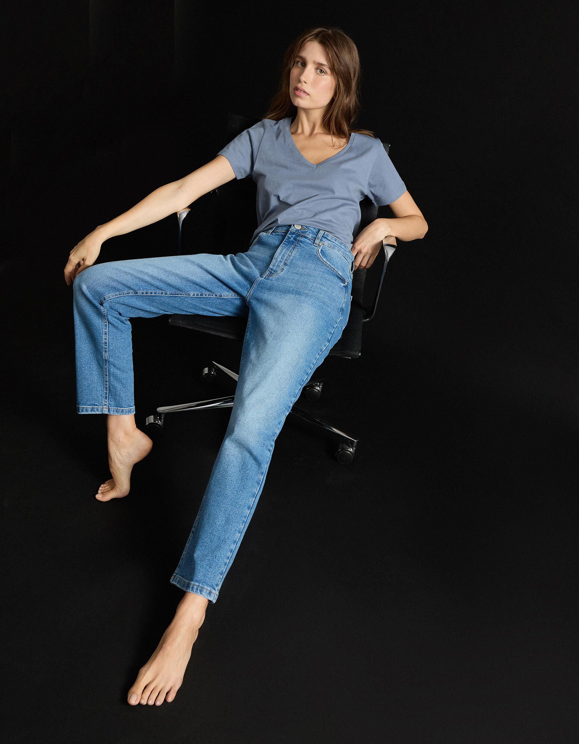 Comprar Online Cal&ccedil;as de Ganga 'Tapered Mom Fit', Mulher, Azul 