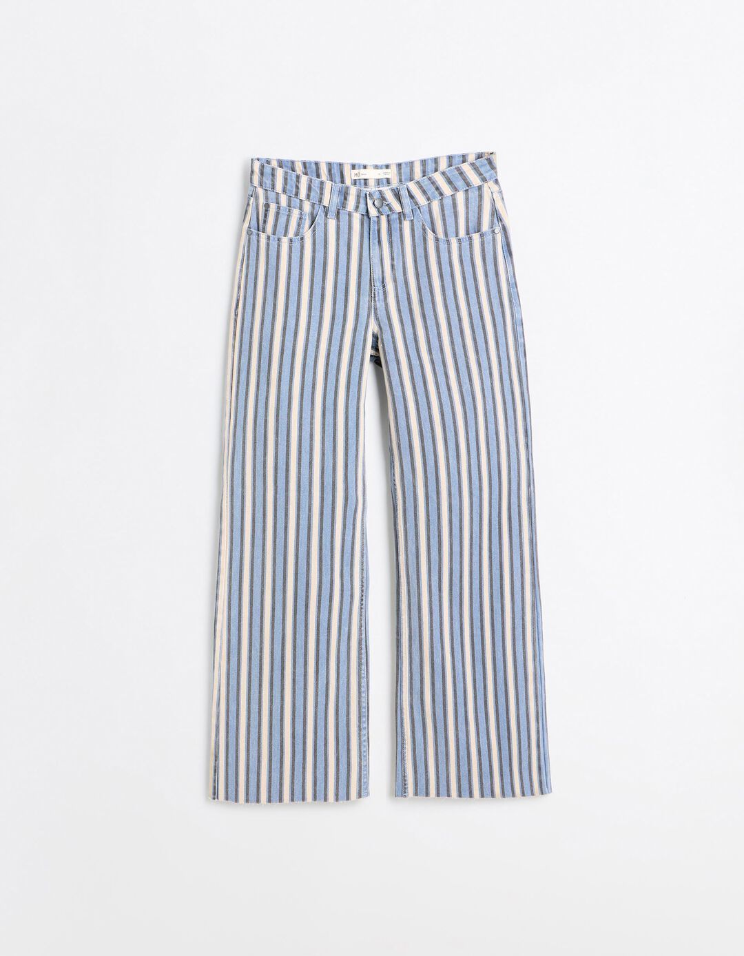 Cal&ccedil;as De Ganga Wide Leg &Agrave;s Riscas, Mulher, Azul
