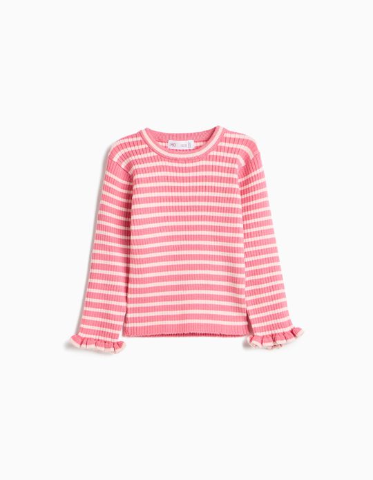 Comprar Online Camisola De Malha &Agrave;s Riscas, Menina, Rosa