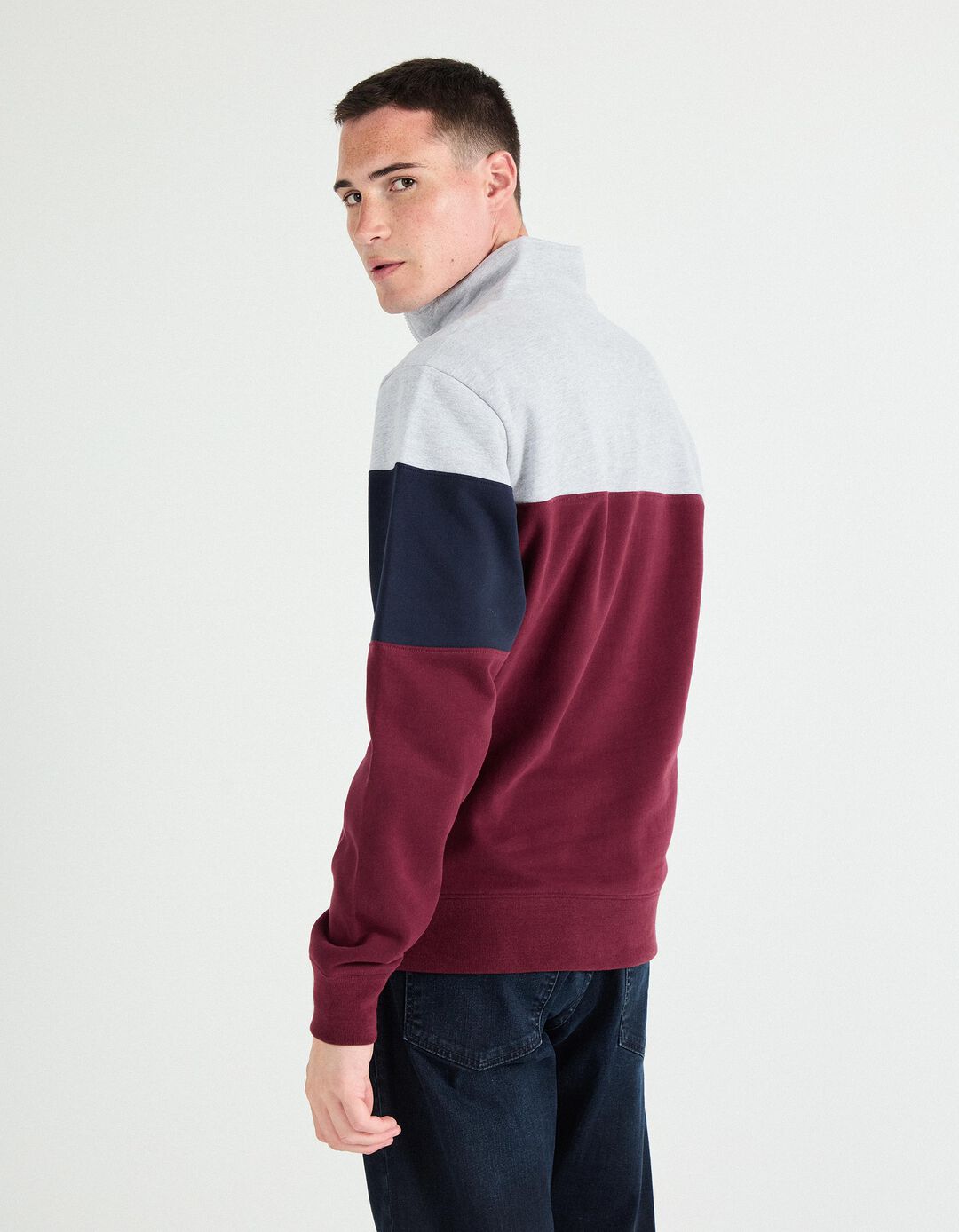Sweatshirt com Fecho, Homem, Vermelho Escuro