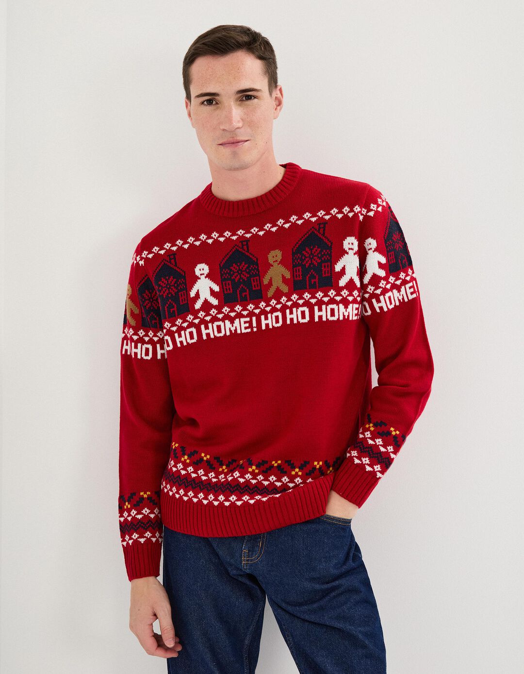 Camisola Natal de Malha, Homem, Vermelho