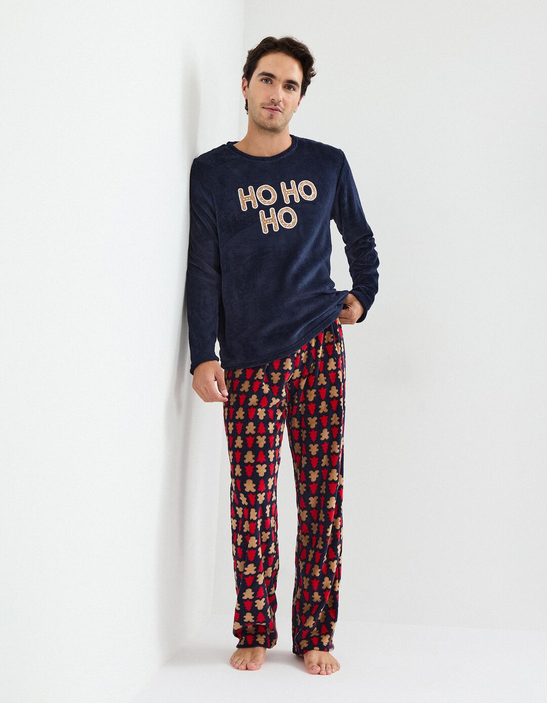 Pijama Polar de Natal, Homem, Azul Escuro