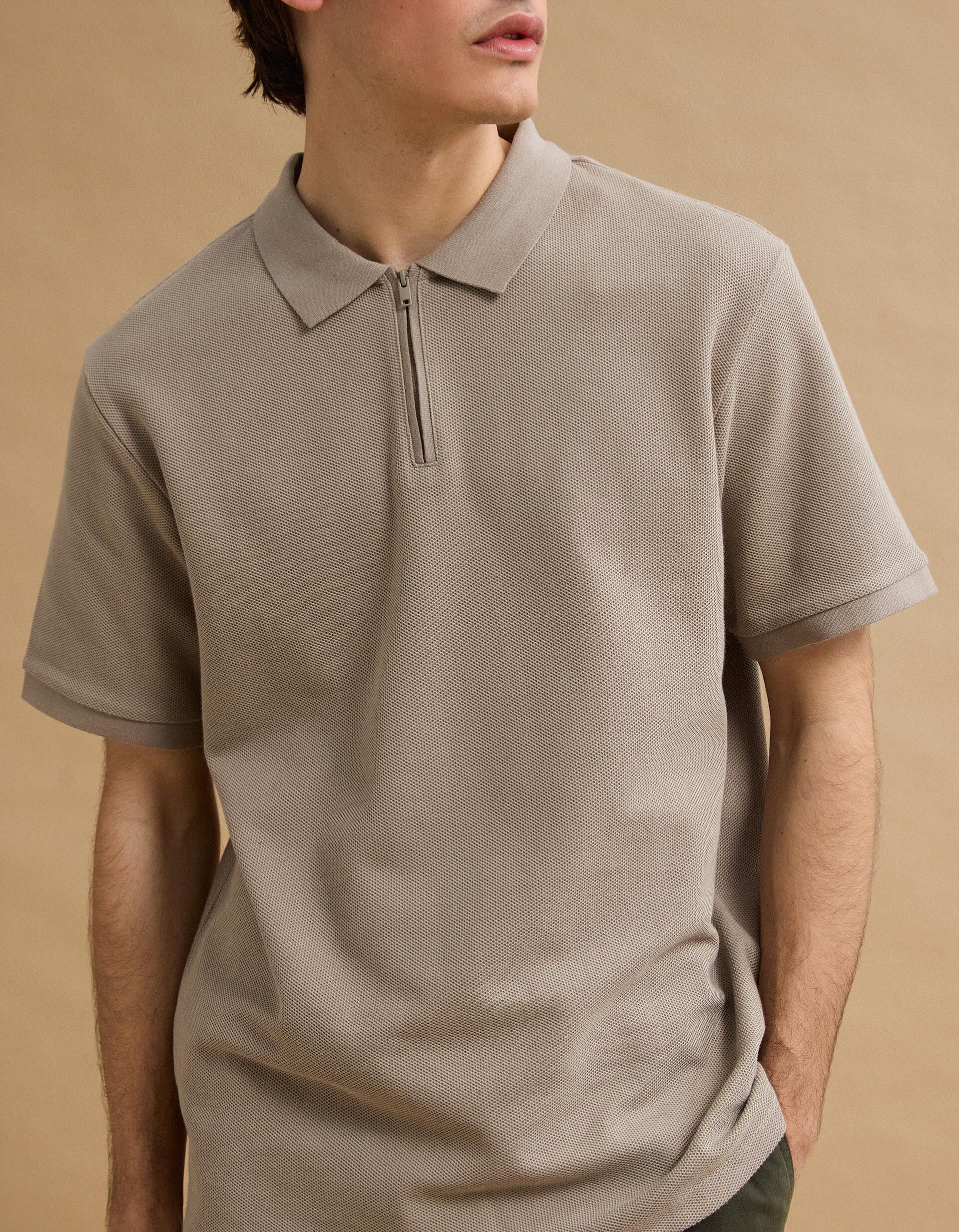 Comprar Online Polo com Fecho, Homem, Bege