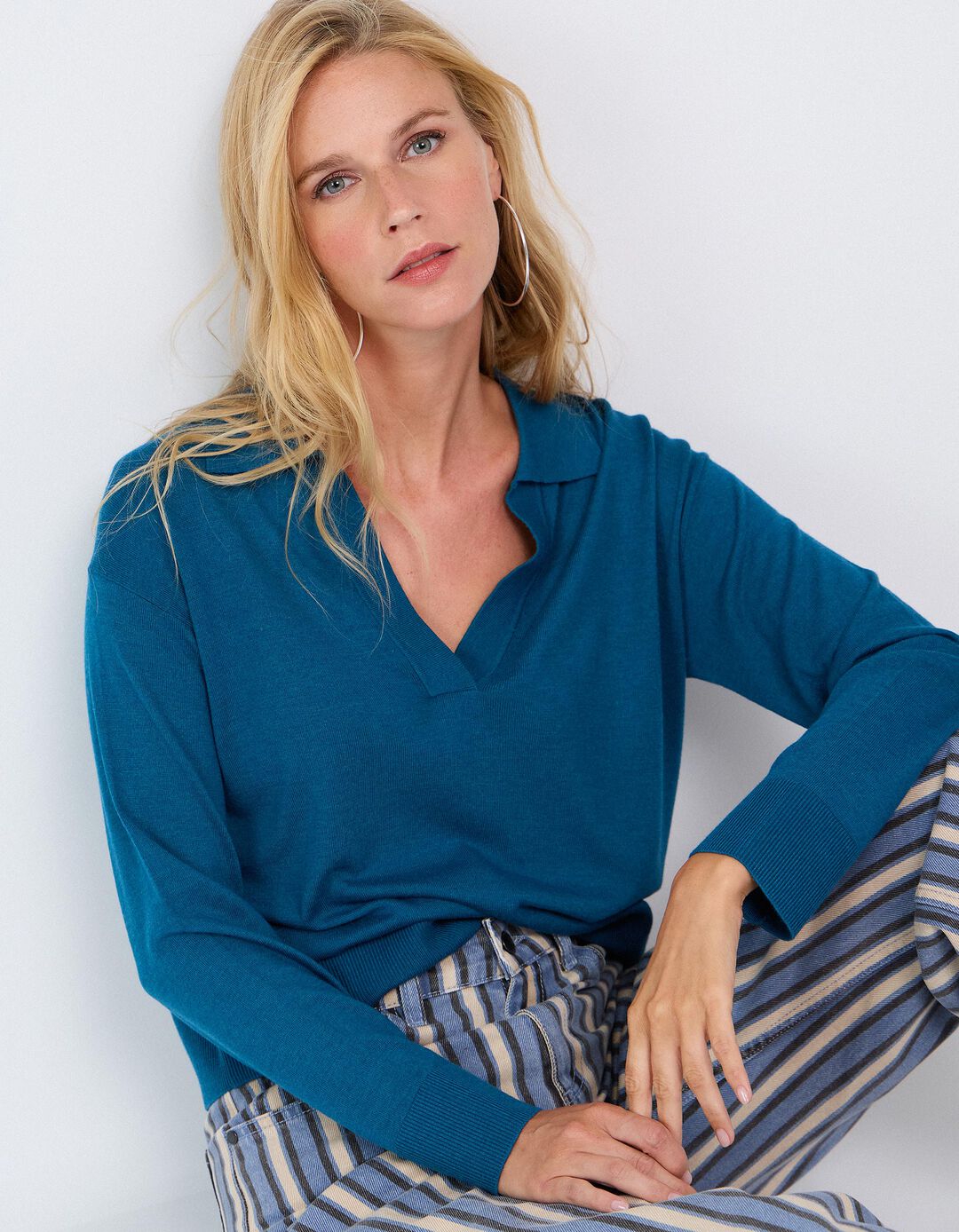 Sweater Polo, Mulher, Azul