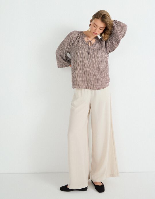 Comprar Online Calças Palazzo, Mulher, Bege