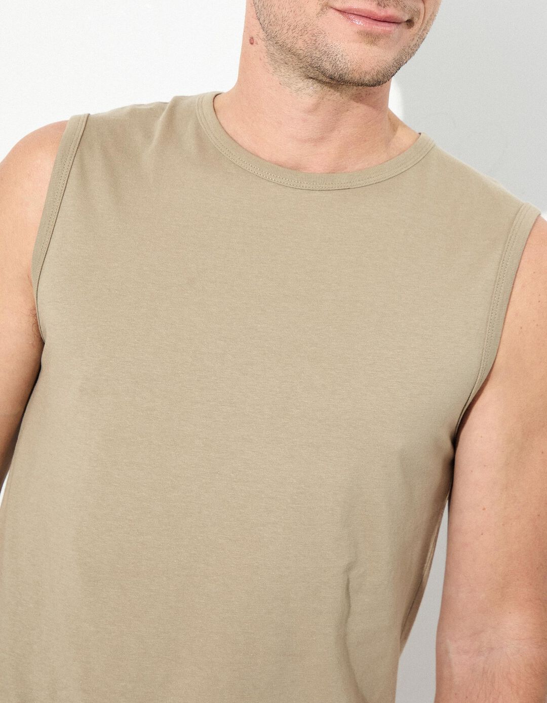 T-shirt sem mangas, Homem, Bege Escuro