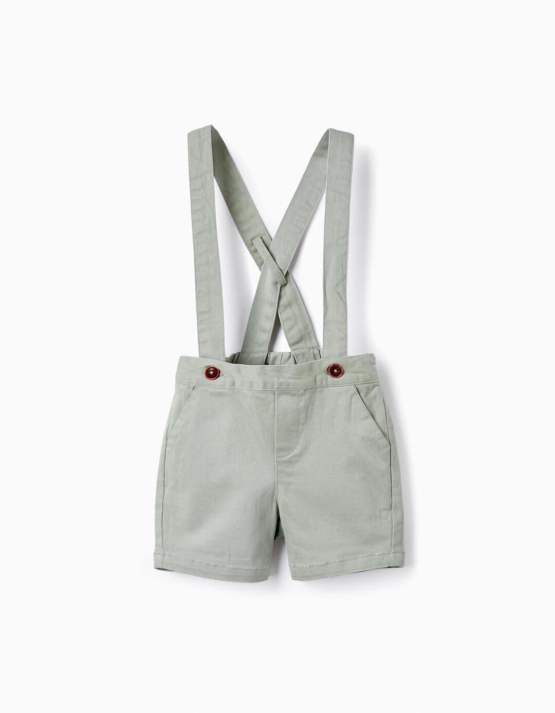 Chino Shorts with Straps for Baby Boys, Aqua Green