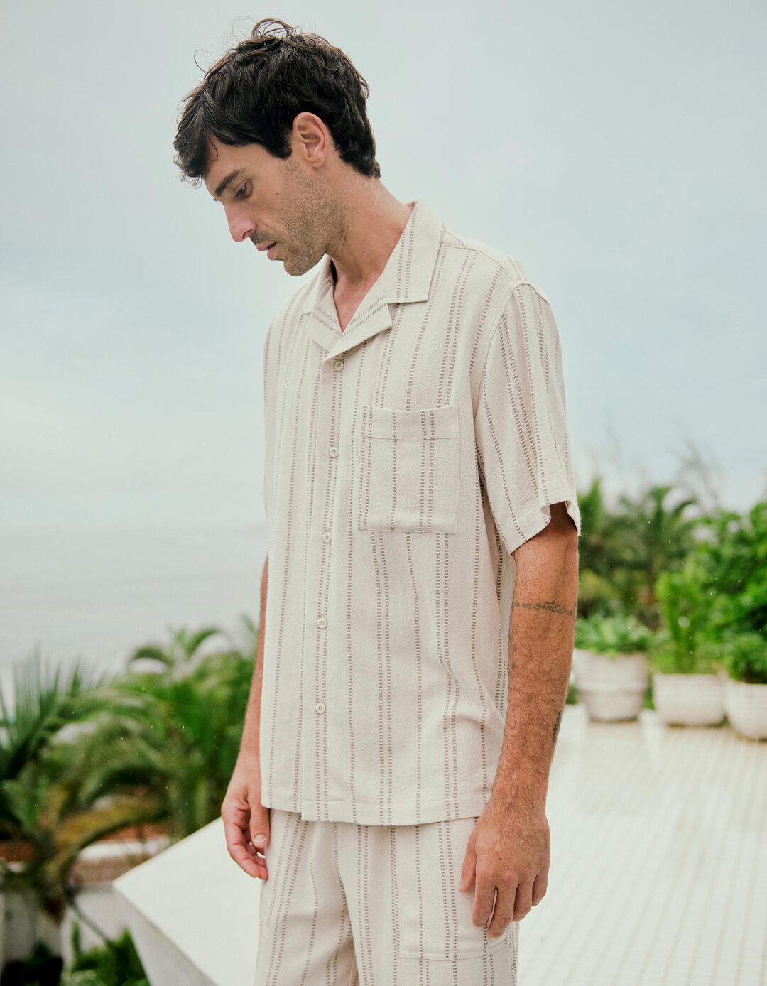 Camisa, Homem, Bege Claro