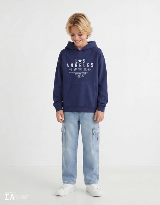 Comprar Online Sweatshirt com Capuz, Menino, Azul Escuro