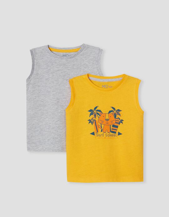 Pack 2 T-shirts Sem Mangas, Menino, Amarelo