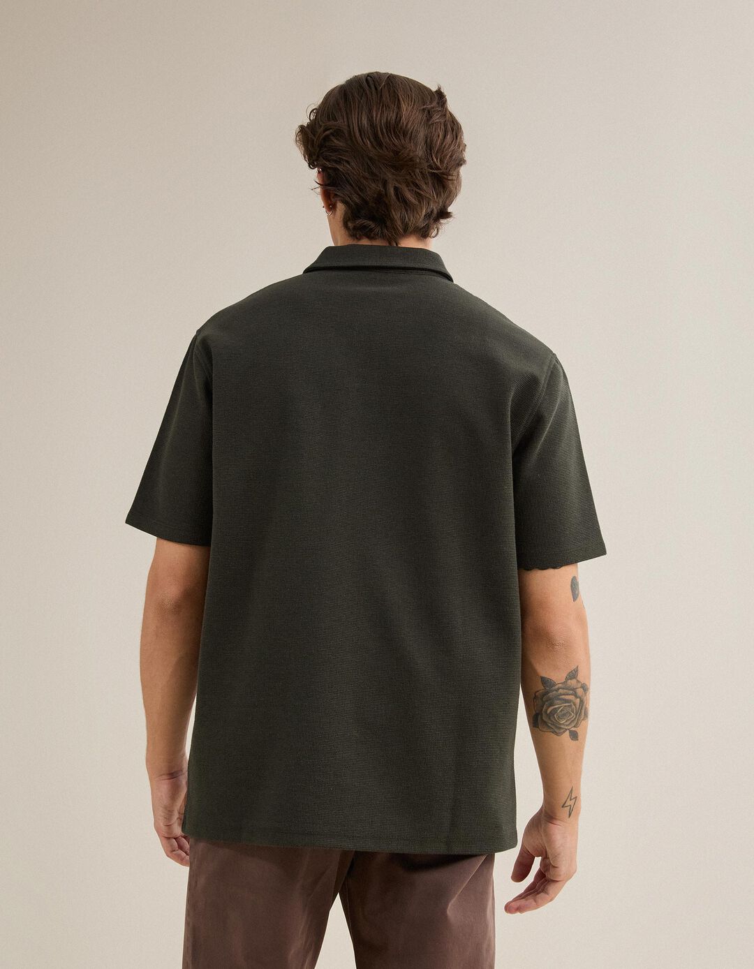 Polo Estruturado, Homem, Verde Escuro
