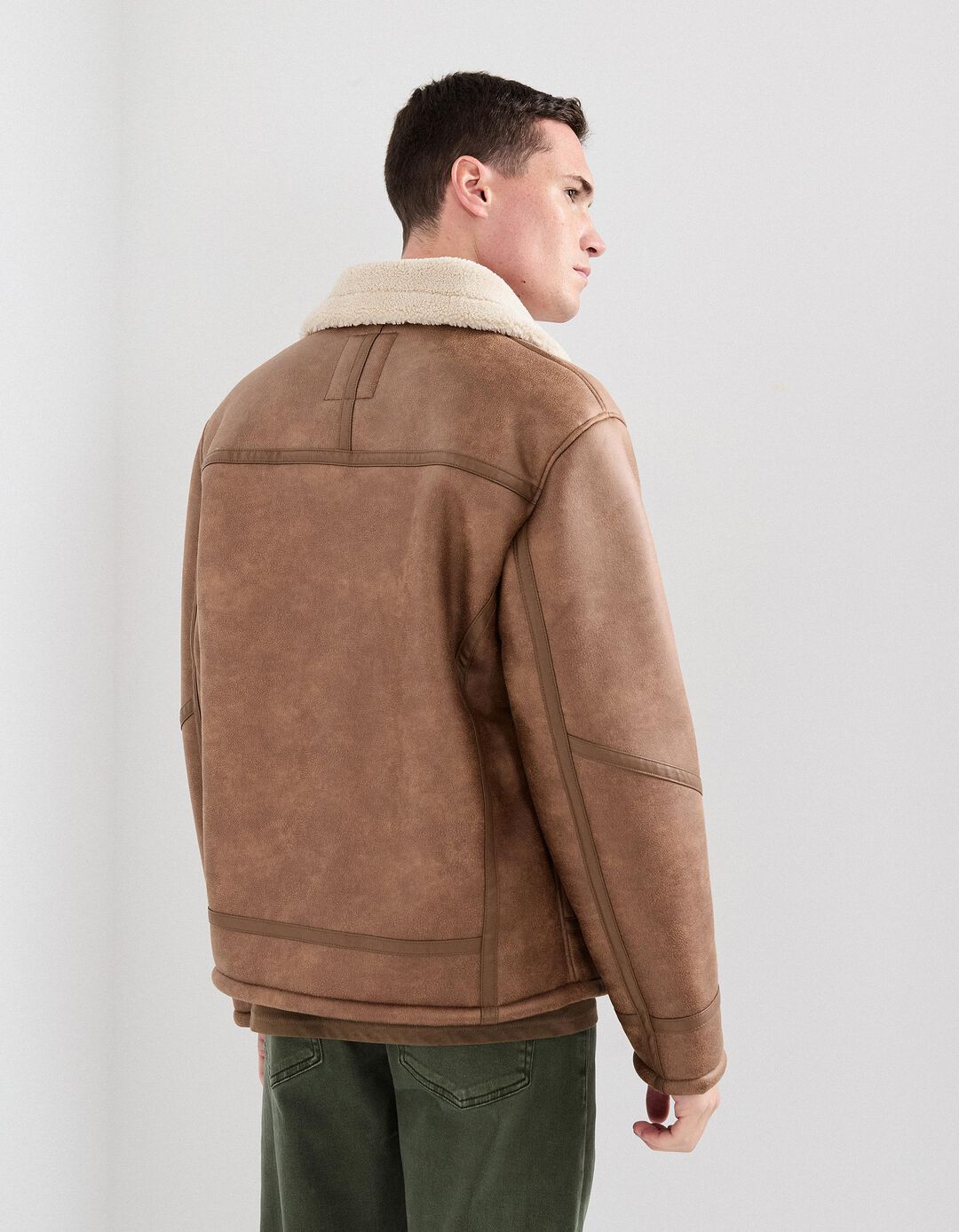 Blus&atilde;o em Sherpa, Homem, Bege Escuro