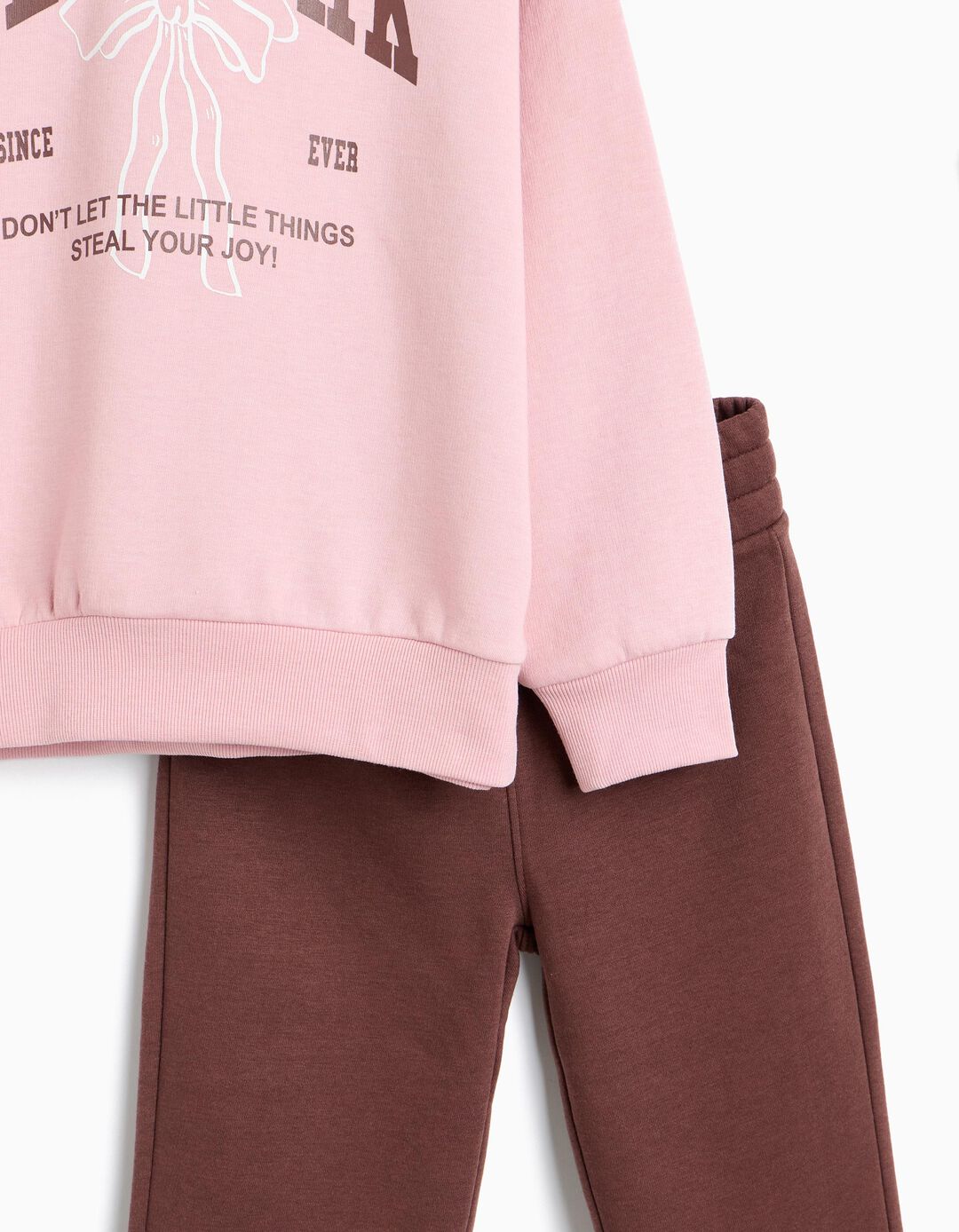 Conjunto De Felpa, Menina, Castanho