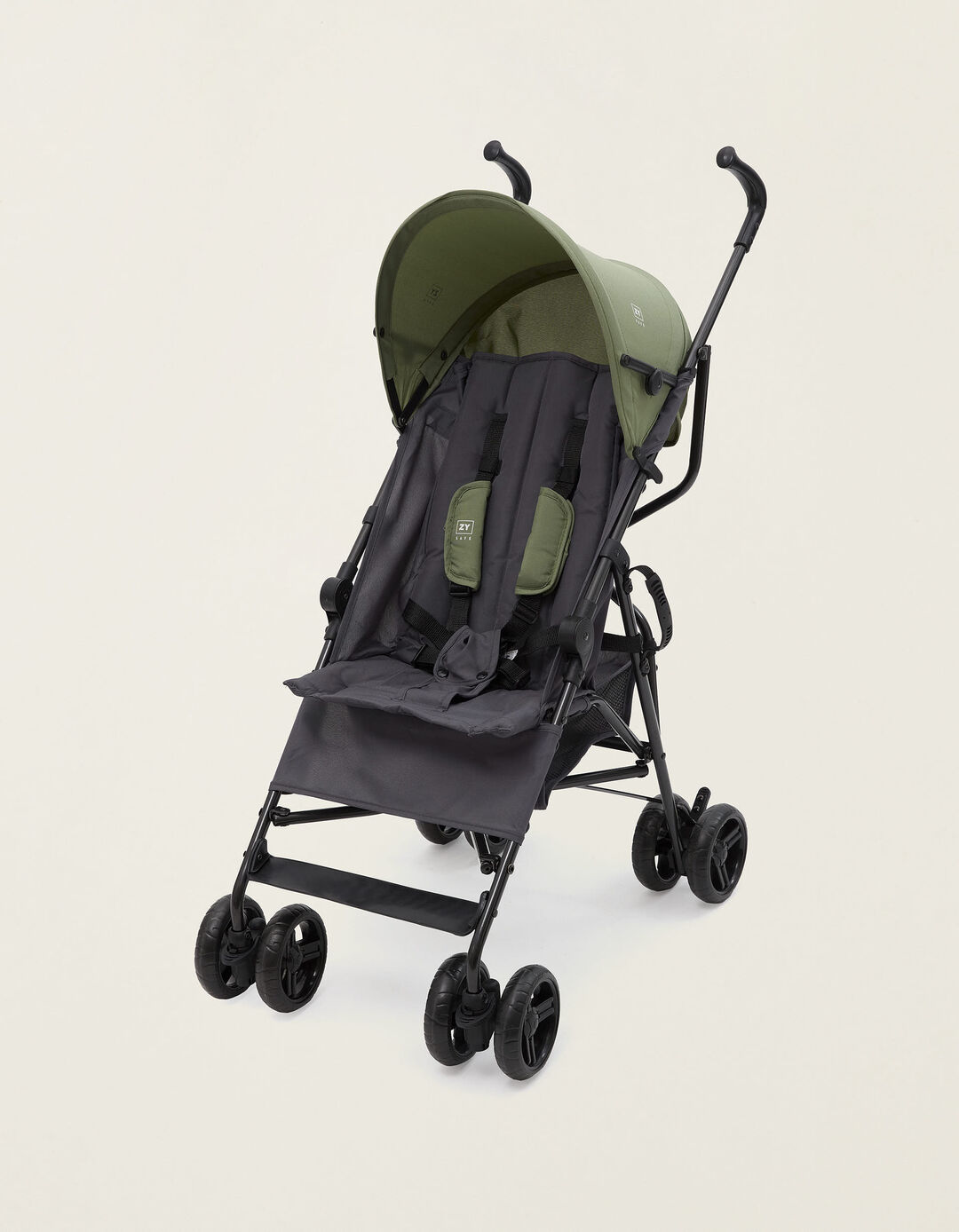 Carrinho Bengala ZY Safe Road Plus, Cinza/Verde