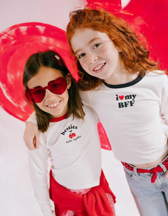 Comprar Online T-shirt de Manga Comprida, Menina, Branco