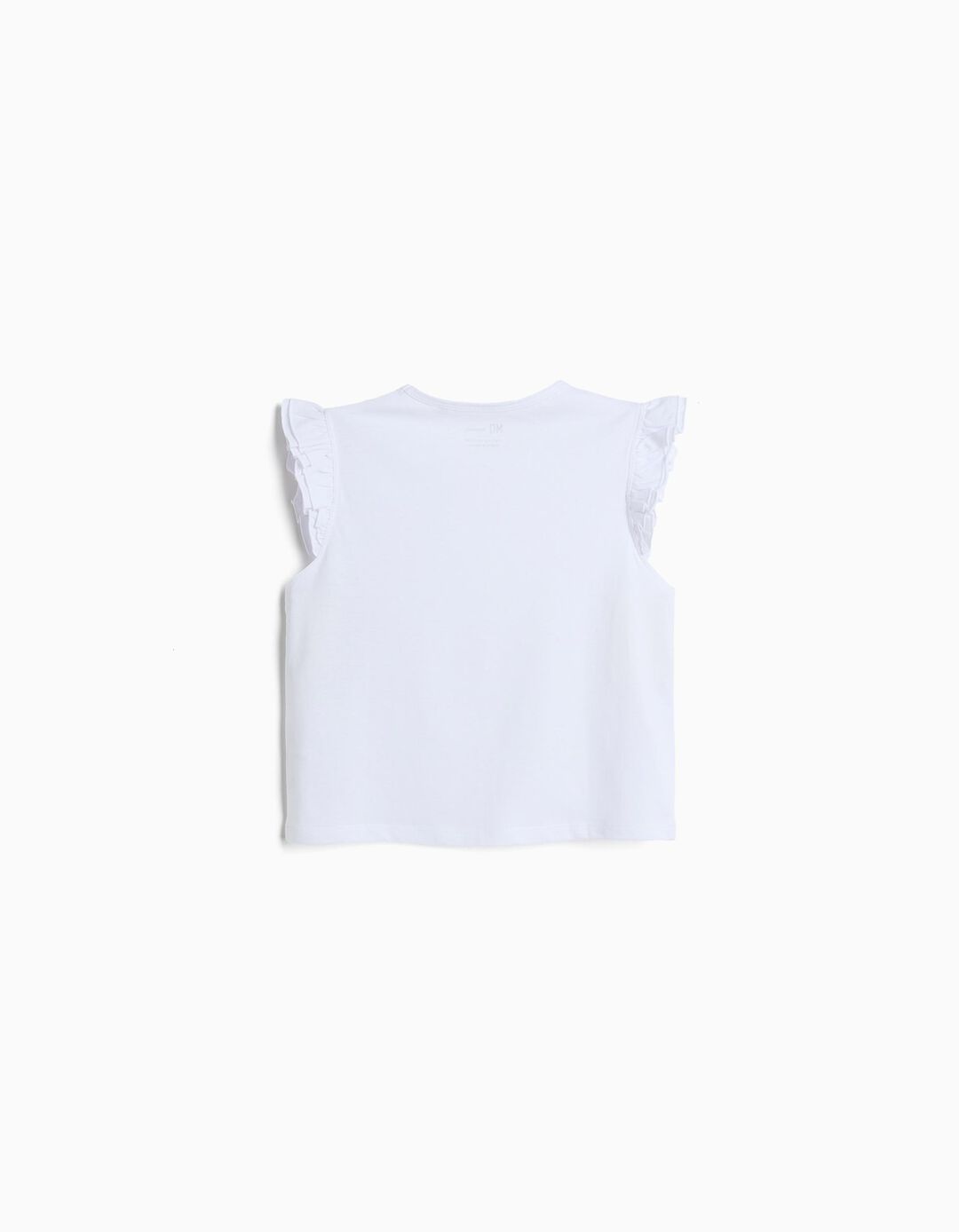T-shirt Folhos, Menina, Branco
