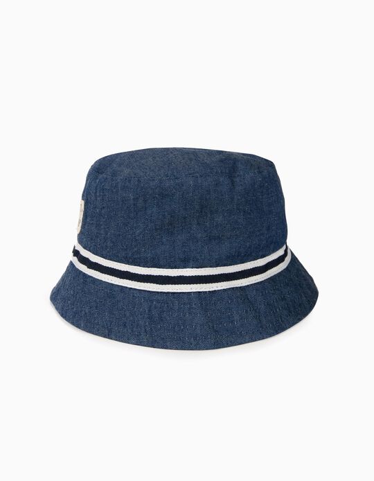 Chap&eacute;u para Menino com Faixa em Contraste,  Azul