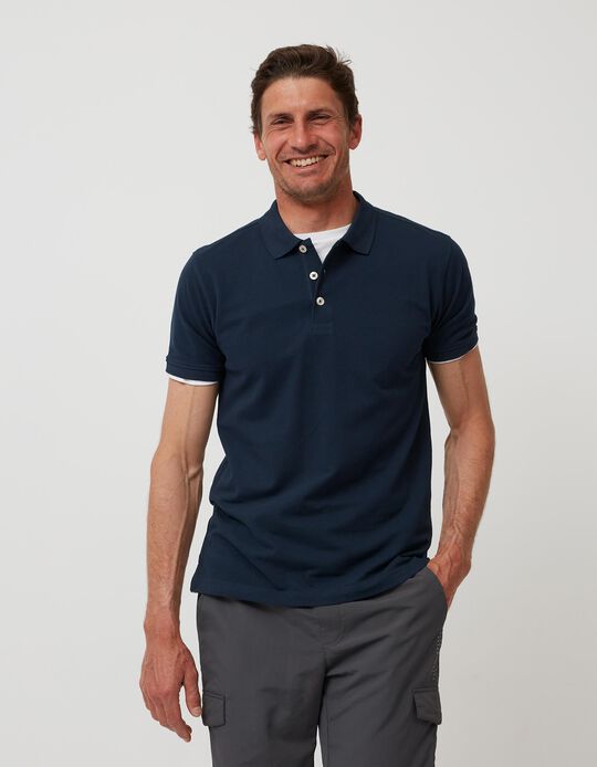 Short Sleeve Polo Shirt, Men, Blue