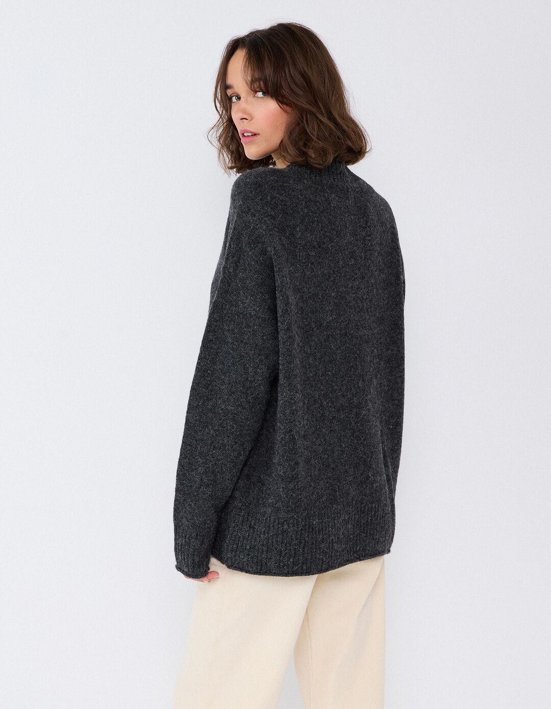 Camisola Em Mistura De L&atilde; E Alpaca, Mulher, Cinzento