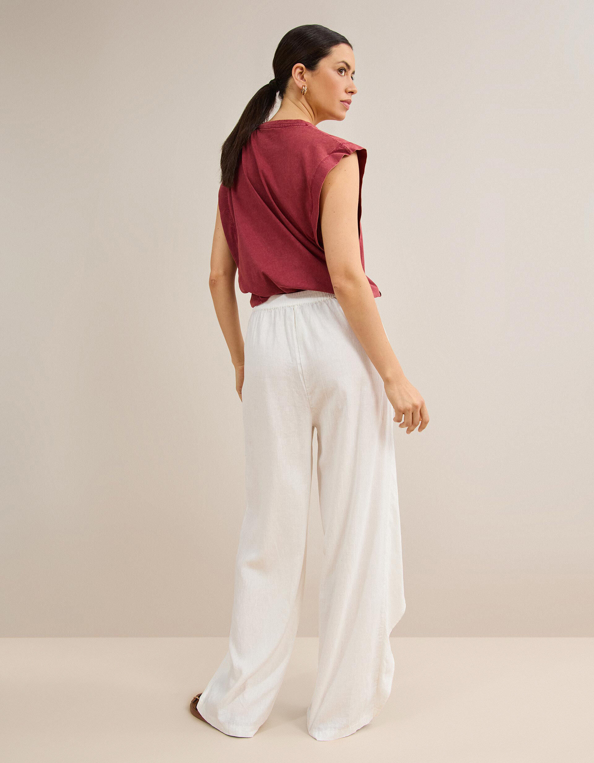 Comprar Online Cal&ccedil;as Pareo Com Linho, Mulher, Branco
